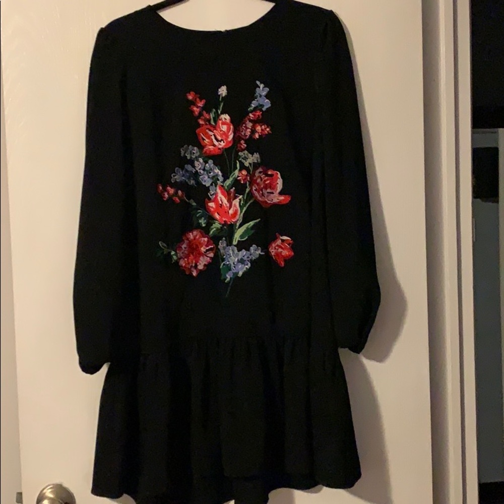 Express floral bottom ruffle mini midi dress
